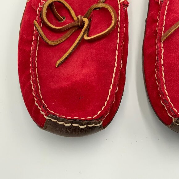 Men's Polo Ralph Lauren Red Suede Leather Driving Mocs Shoes Size 12 D - Picture 8 of 9